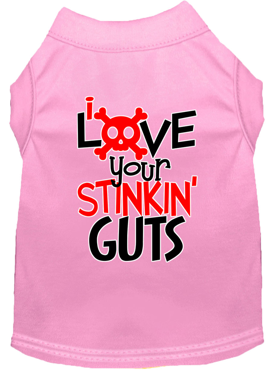 Love your Stinkin Guts Screen Print Dog Shirt Light Pink XS